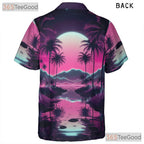 Retro Vaporwave Hawaiian Shirt for Men - Neon Sunset Palm Tree Aesthetic
