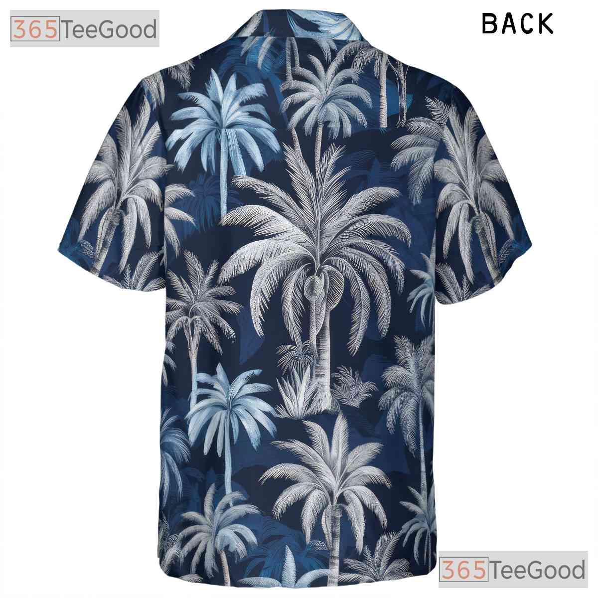 Women's Navy Palm Tree Hawaiian Shirt - Tropical Beach Casual Aloha Tee