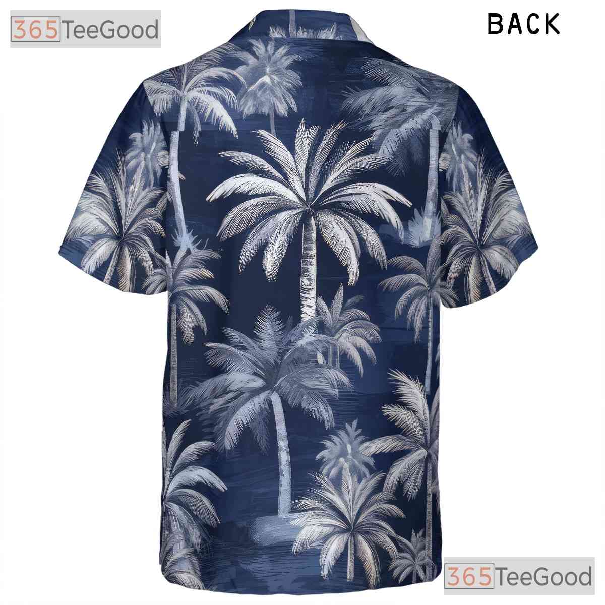 Unisex Navy Blue Tropical Hawaiian Tee - Palm Tree Summer Island Outfit