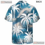 Sky Blue Palm Tree Hawaiian Shirt for Men - Tropical Beach Aloha Style Tee