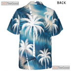Sky Blue Tropical Aloha Hawaiian Tee - Women's Palm Tree Summer Outfit