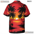 Palm Tree Sunset Hawaiian Tee for Adults - Tropical Beach Aloha Vibe Shirt