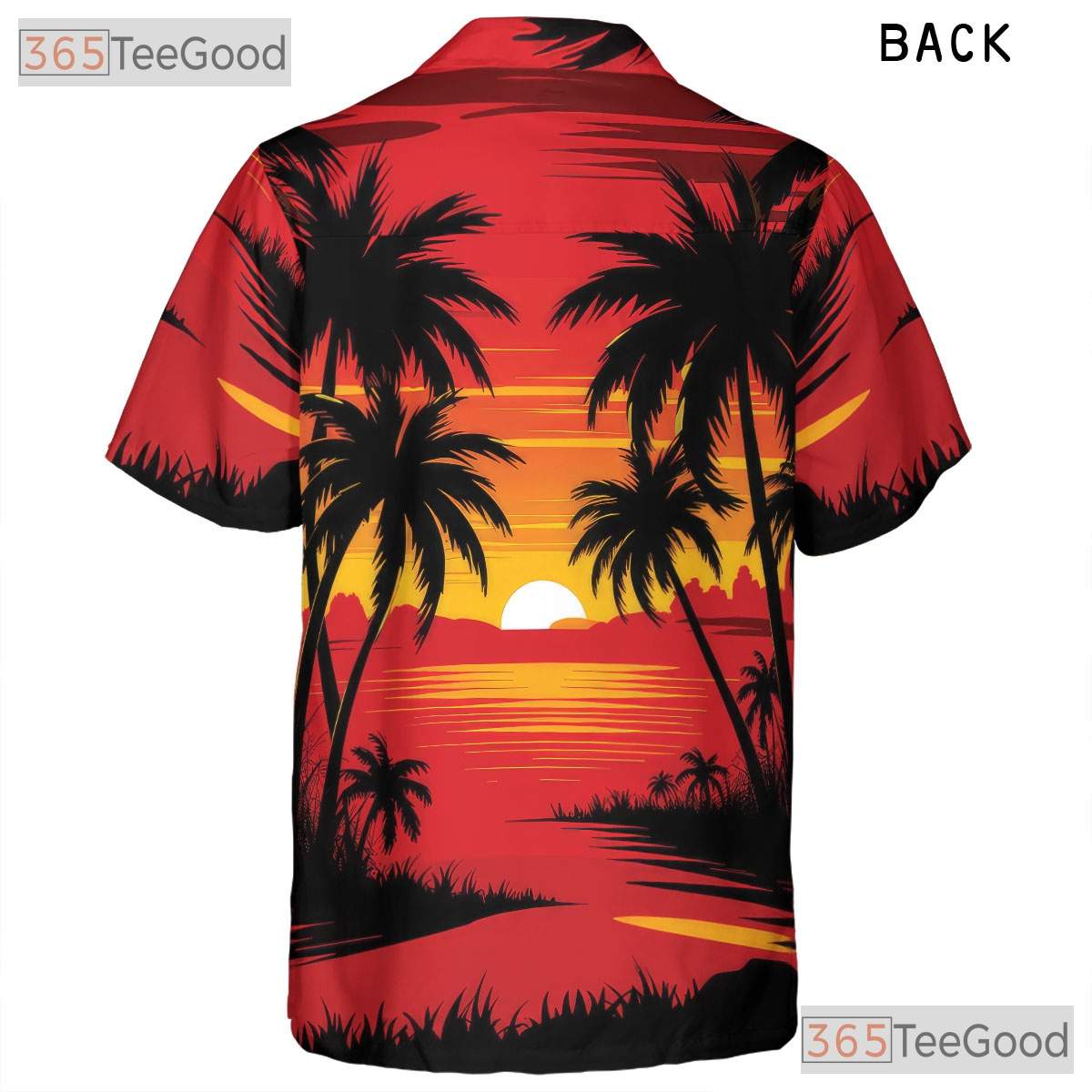 Palm Tree Sunset Hawaiian Tee for Adults - Tropical Beach Aloha Vibe Shirt