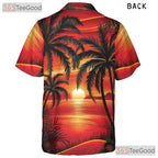 Tropical Sunset Palm Hawaiian Shirt for Men - Beach Vacation Aloha Tee