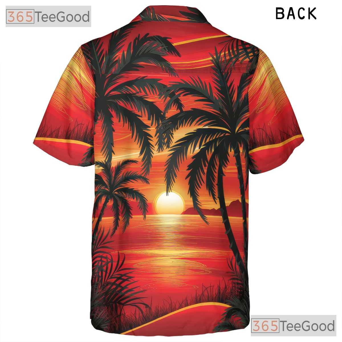 Tropical Sunset Palm Hawaiian Shirt for Men - Beach Vacation Aloha Tee