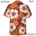 Unisex Orange Hibiscus Floral Hawaiian Tee - Tropical Aloha Beachwear Shirt
