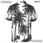 Black & White Palm Tree Hawaiian Shirt - Men's Tropical Summer Aloha Tee