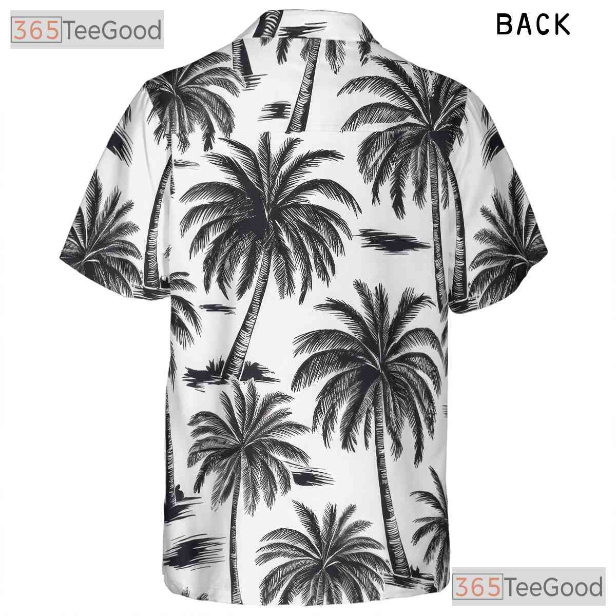 Women's Black & White Aloha Hawaiian Shirt - Tropical Beach Vacation Palm Tee