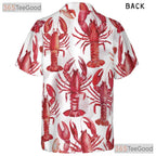 Men's Red Lobster Print Hawaiian Shirt - Aloha Beach Party Seafood Style Tee