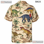 Vintage Dinosaur Hawaiian Shirt for Men - Prehistoric Aloha Beach Vacation Tee