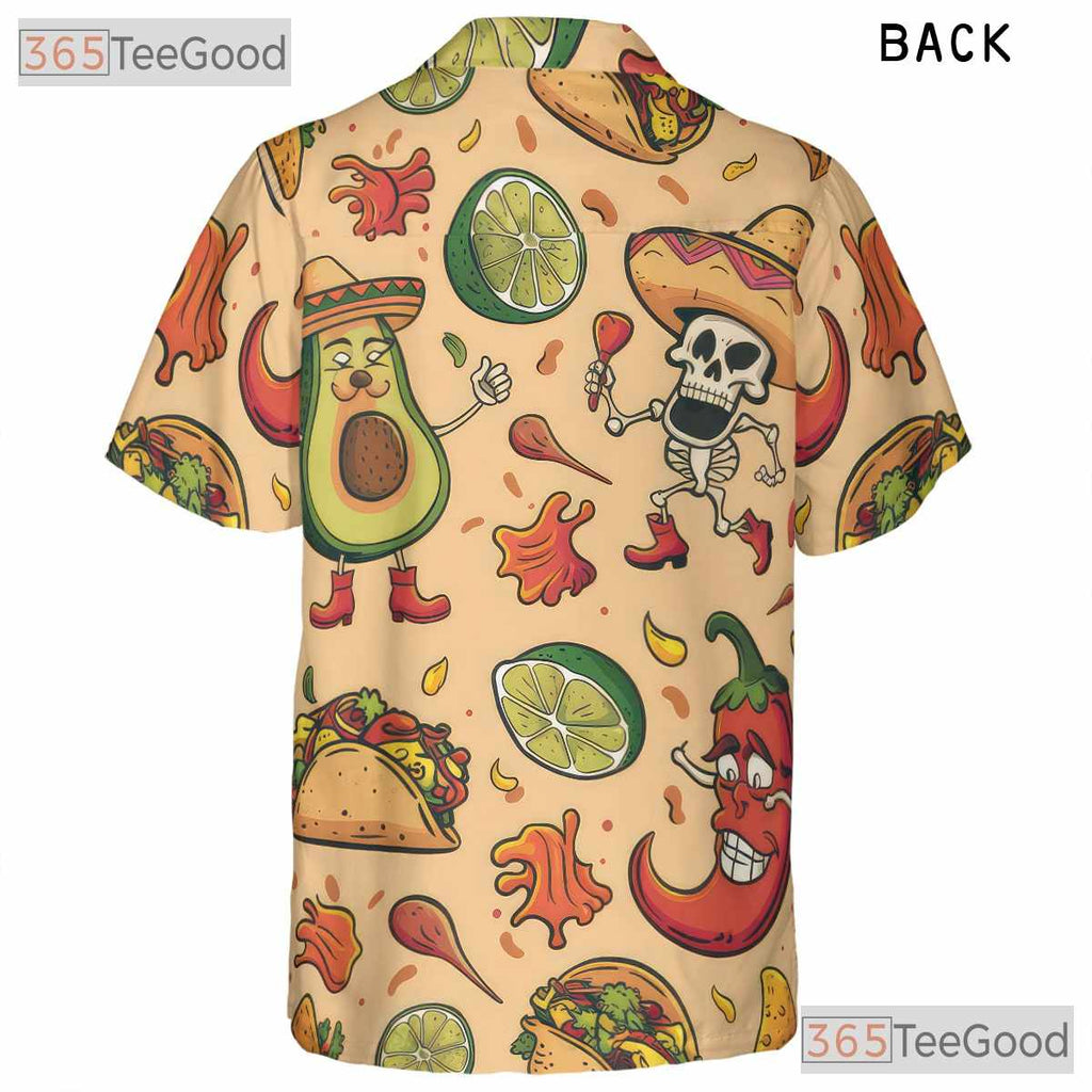 Men's Mexican Fiesta Hawaiian Tee - Taco Avocado Sombrero Aloha Beach Shirt