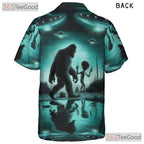 Bigfoot UFO Alien Hawaiian Shirt for Men - Retro Sci-Fi Cryptid Beachwear Tee
