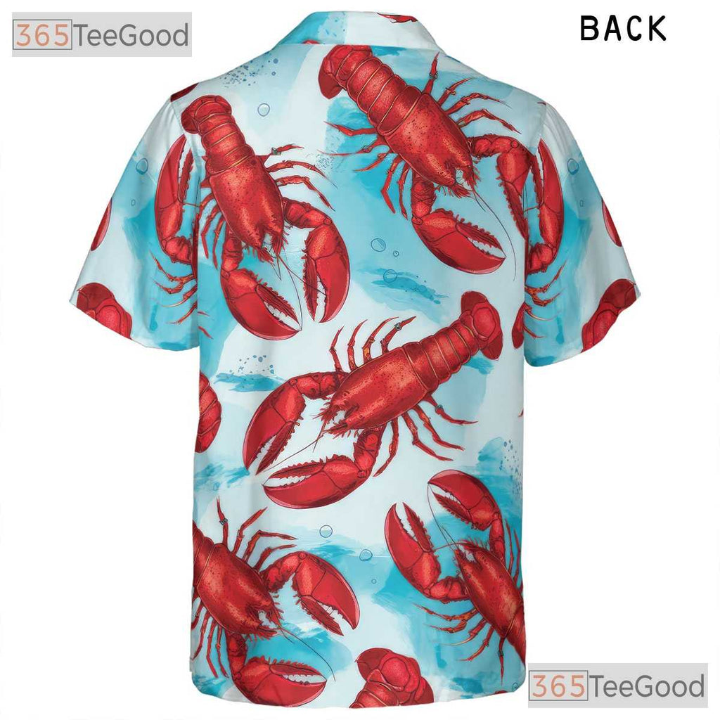 Red Lobster Hawaiian Tee - Adult Seafood Aloha Beach Vacation Style Shirt