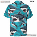 Great White Shark Hawaiian Shirt - Women's Ocean Surf Aloha Vacation Tee