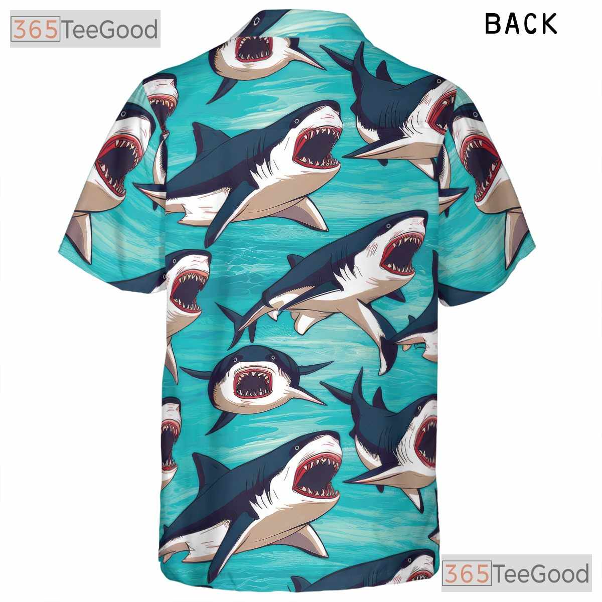 Shark Ocean Beach Hawaiian Tee - Men's Surf Aloha Summer Party Outfit