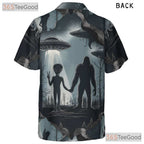 Alien Sasquatch UFO Hawaiian Tee - Adult Cryptid Retro Aloha Camp Shirt