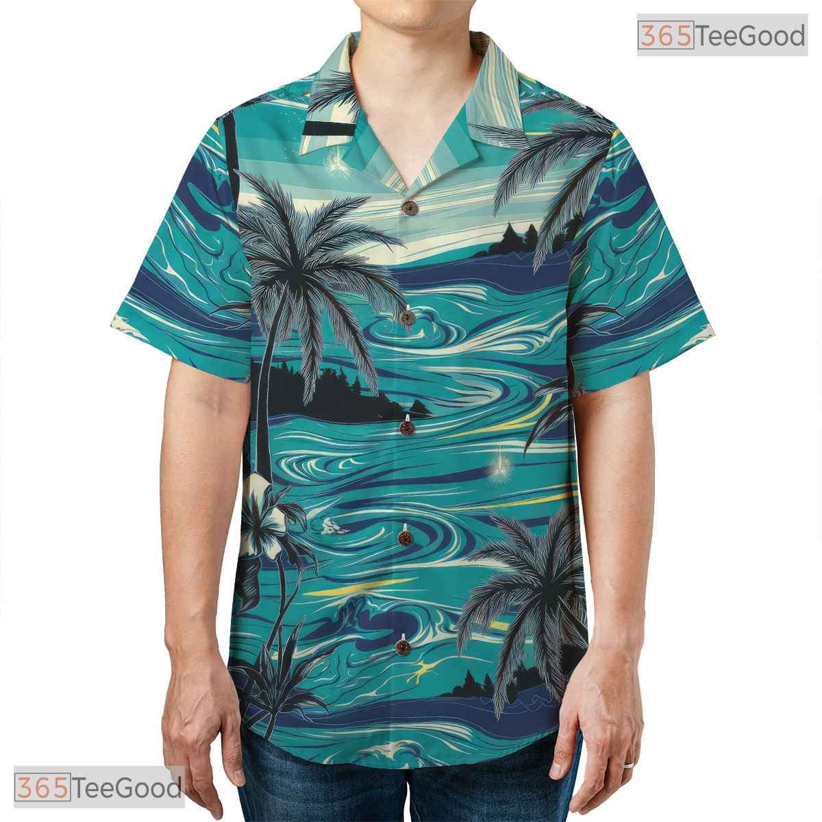 Navy Tropical Flower Hawaiian Shirt - Unisex Summer Beach Tee
