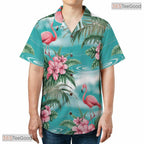 Navy Palm Leaves Hawaiian Shirt - Men's Aloha Beach Party Wear