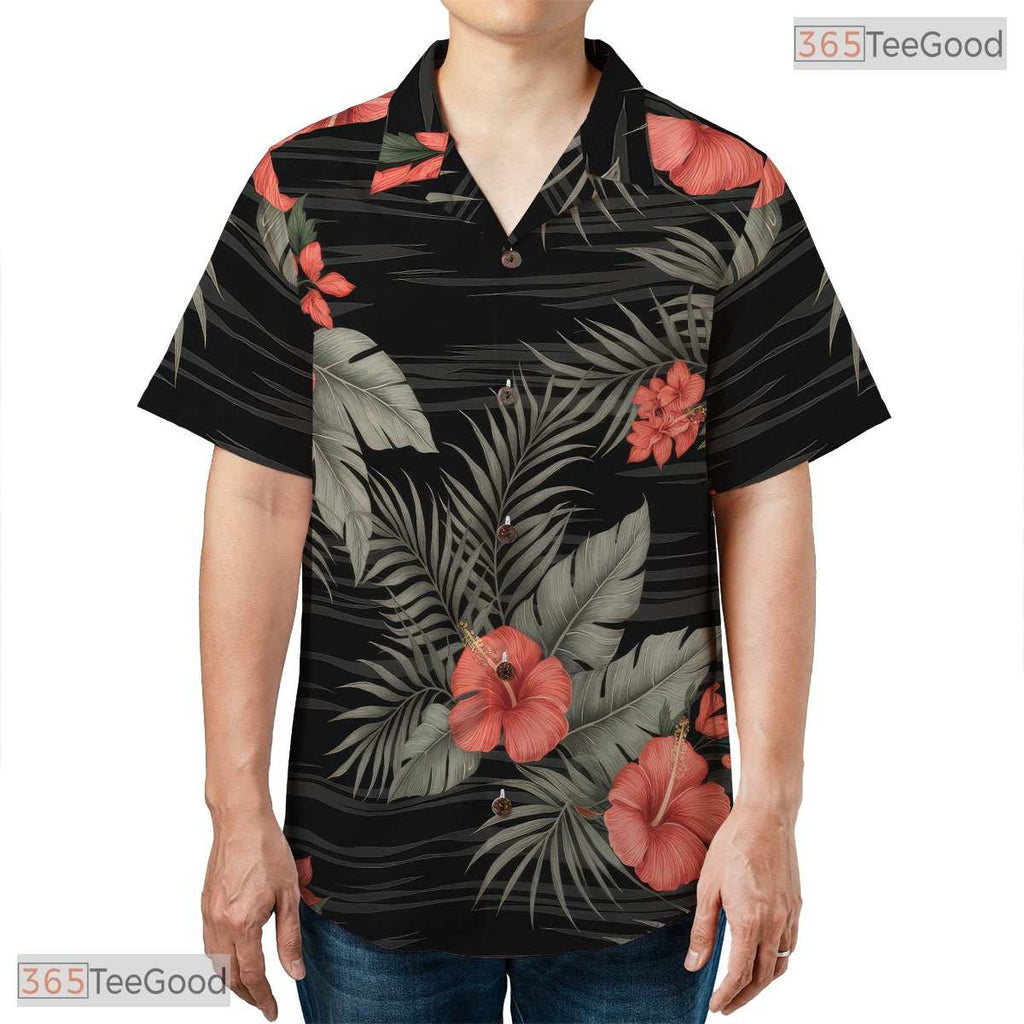 Tropical Pineapple Leaves Hawaiian Shirt - Blue Unisex Aloha Tee