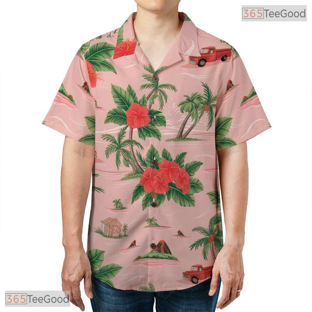 Tropical Black Hawaiian Shirt - Unisex Teal Gold Beach Outfit