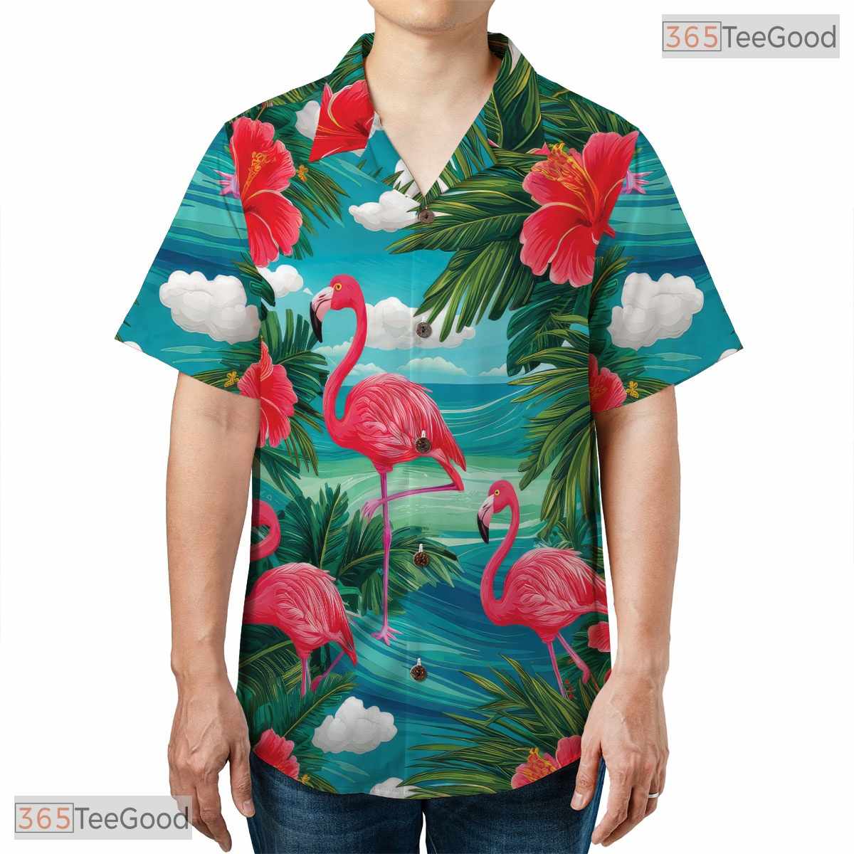 Black Blue Floral Aloha Hibiscus Hawaiian Shirt - Adult Beach Tee