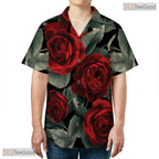 Light Blue Palm Leaf Hibiscus Hawaiian Shirt - Men's Beach Outfit