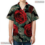 Tropical Light Blue Palm Floral Hawaiian Shirt - Adult Vacation Tee