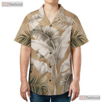 Neutral Tropical Leaves Hawaiian Shirt - Stylish Vacation Wear