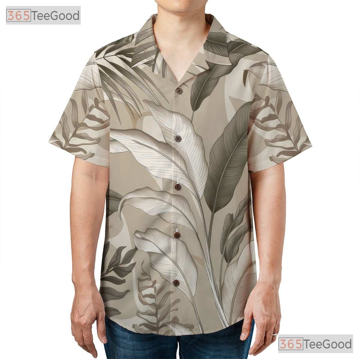 Elegant Tropical Leaves Hawaiian Shirt - Unisex Summer Beach Tee