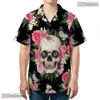 Navy Blue Tropical Hawaiian Tee - Palm Leaf Aloha Summer Vacation Wear