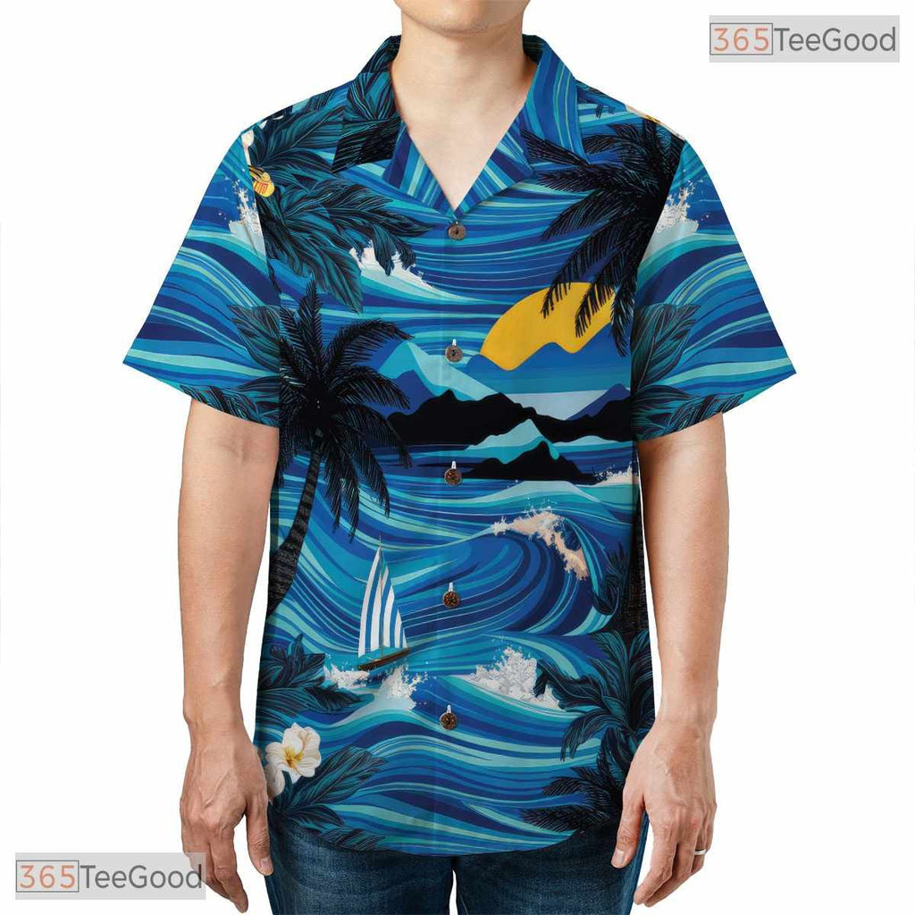 Beer & Pineapple Print Hawaiian Tee - Tropical Beach Party Outfit Adult