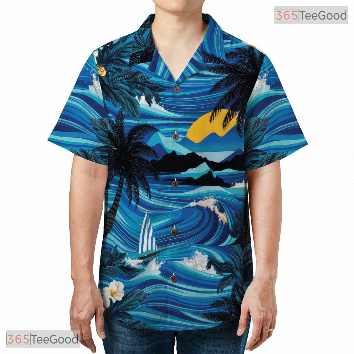 Beer & Pineapple Print Hawaiian Tee - Tropical Beach Party Outfit Adult