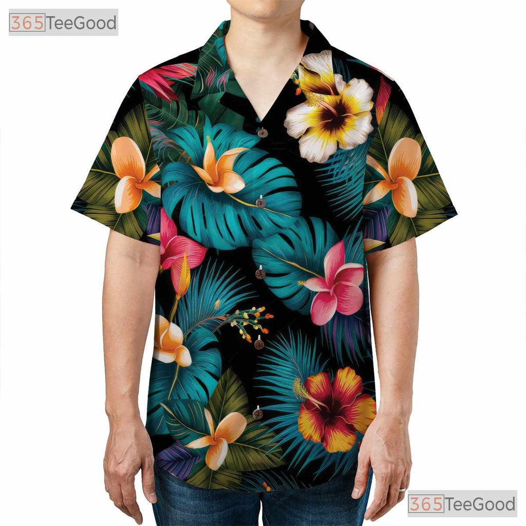 Colorful Paradise Floral Hawaiian Shirt - Casual Summer Tee