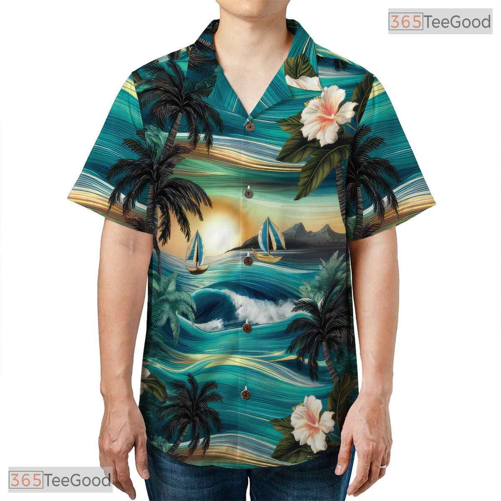 Tropical Floral Paradise Hawaiian Shirt - Realistic Aloha Beachwear Men