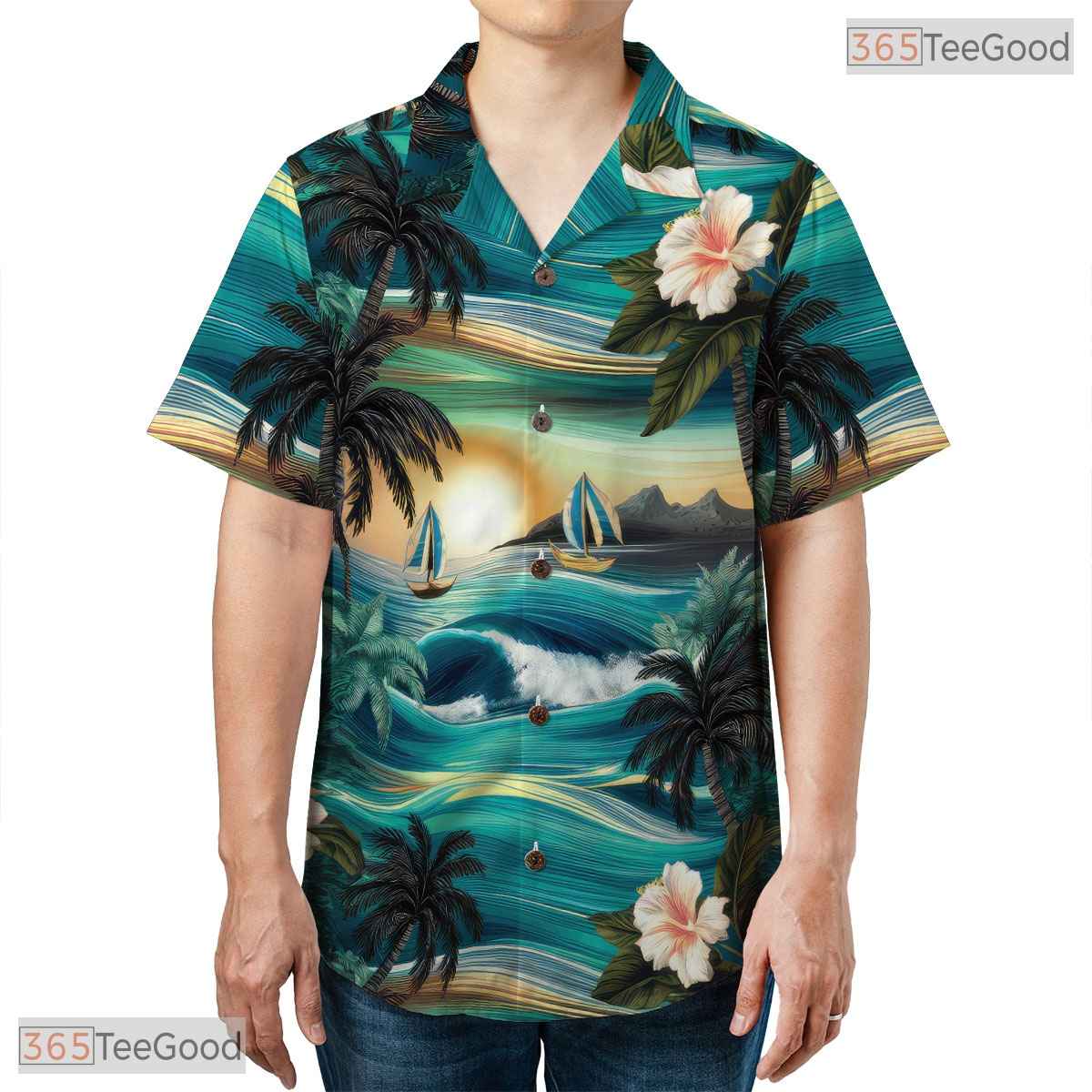 Tropical Floral Paradise Hawaiian Shirt - Realistic Aloha Beachwear Men