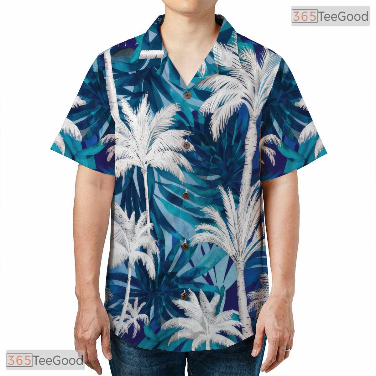 Navy Floral Paradise Hawaiian Tee - Seamless Aloha Tropical Vacation
