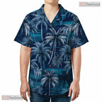 Tropical Navy Hawaiian Shirt - Flowers & Leaves Aloha Beach Outfit Women