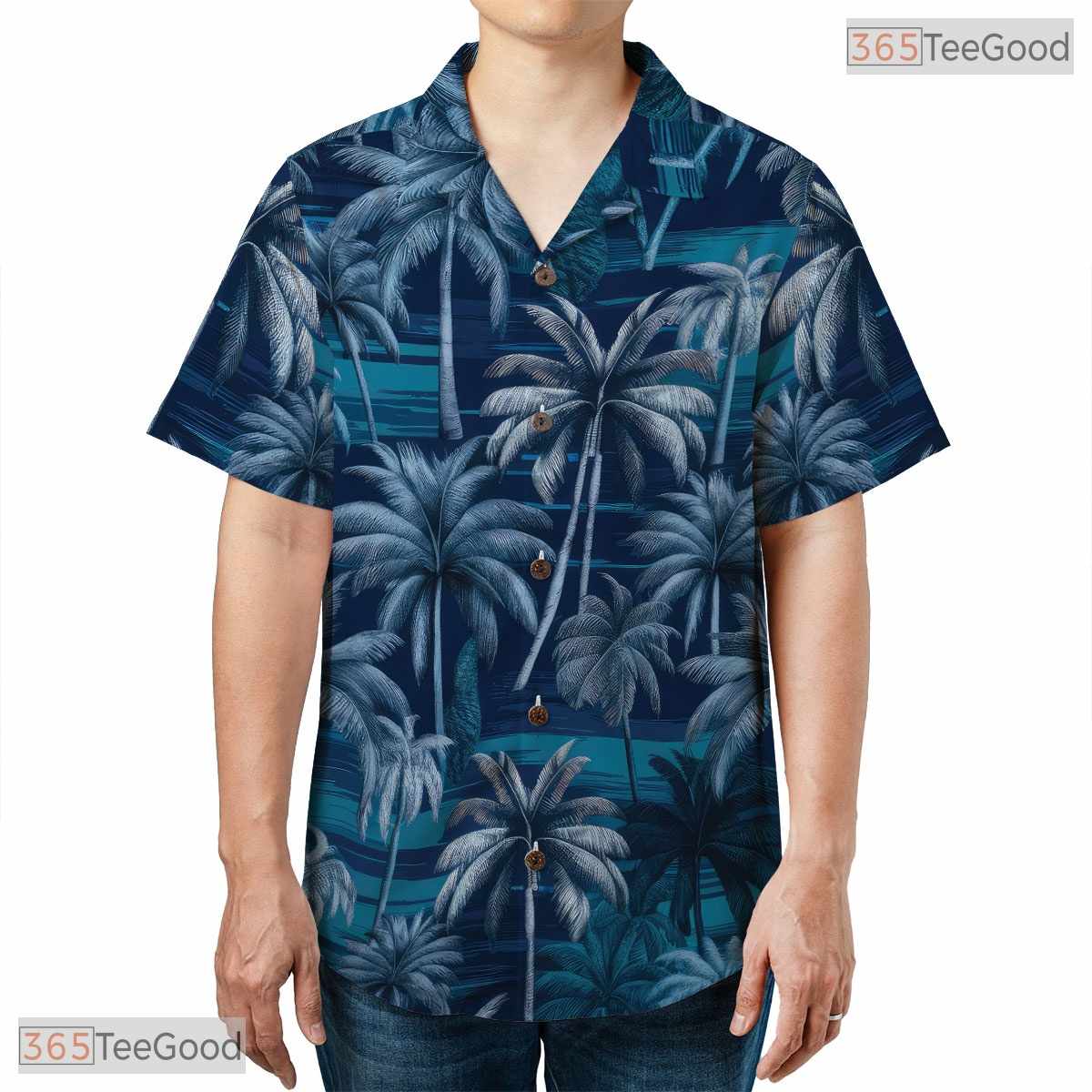 Tropical Navy Hawaiian Shirt - Flowers & Leaves Aloha Beach Outfit Women