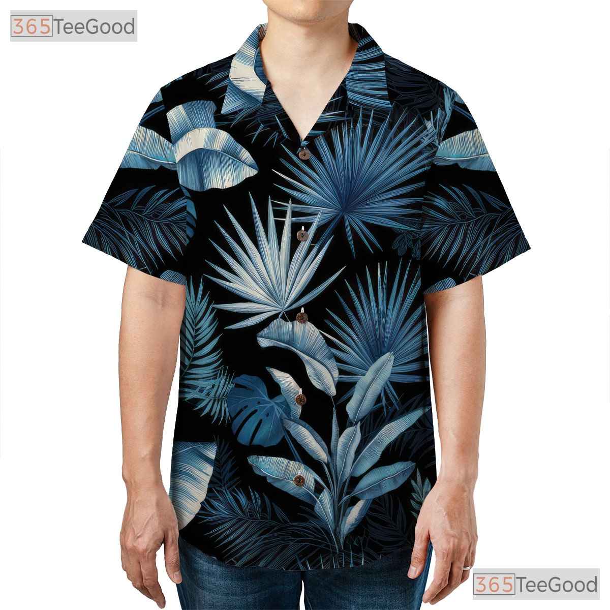 Blue Foliage Hawaiian Shirt - Tropical Beach Gift for Women