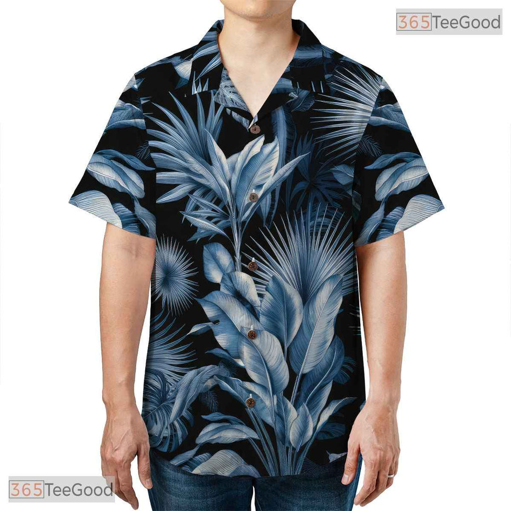 Aloha Navy Blue Hawaiian Shirt - Tropical Floral Vacation Wear Unisex