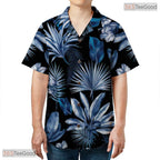 Midnight Bloom Hawaiian Tee - Tropical Hibiscus Aloha Shirt for Adults