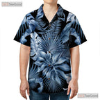 Tropical Blue Foliage Hawaiian Shirt - Unisex Summer Aloha Tee