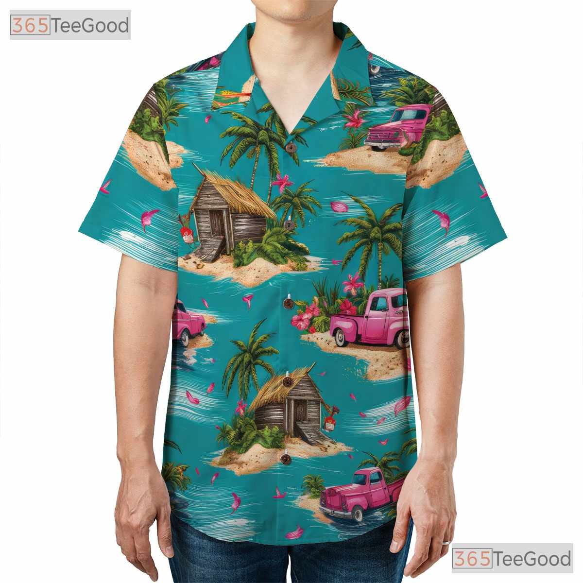 Vintage Truck Island Hawaiian Shirt - Classic Aloha Tee for Men