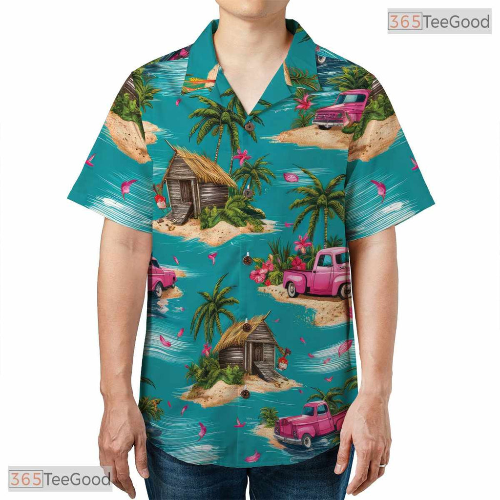 Vibrant Hibiscus Midnight Bloom Hawaiian Tee - Unisex Aloha Beachwear