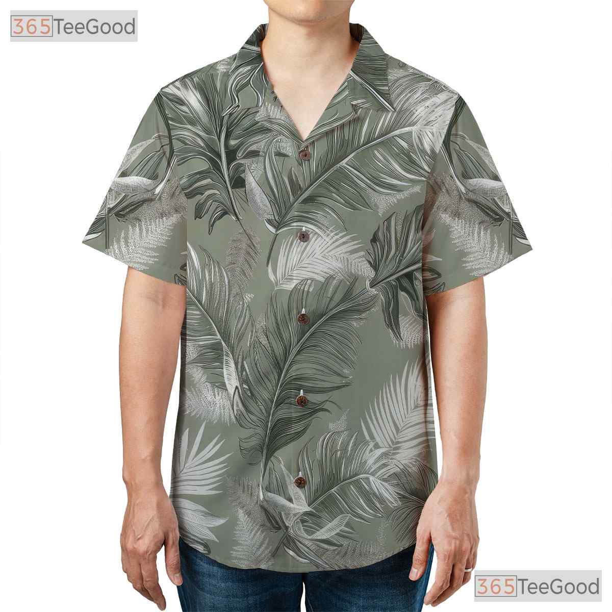 Minimalist Tropical Leaf Hawaiian Shirt - Stylish Unisex Tee