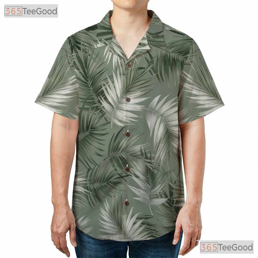 Sage Green Palm Trees Hawaiian Shirt - Adult Summer Beachwear
