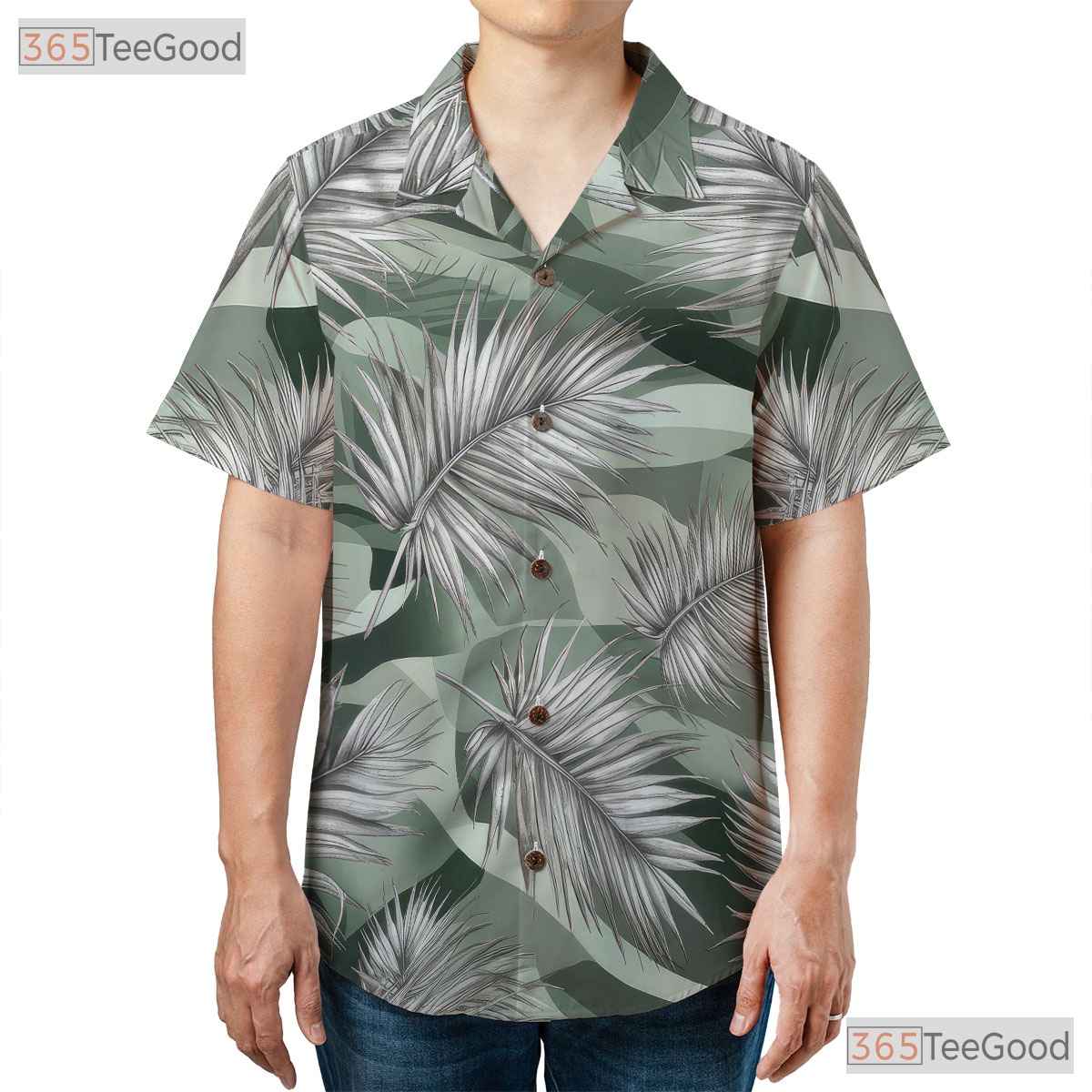 Sage Green Palm Tree Hawaiian Shirt - Men's Aloha Party Outfit