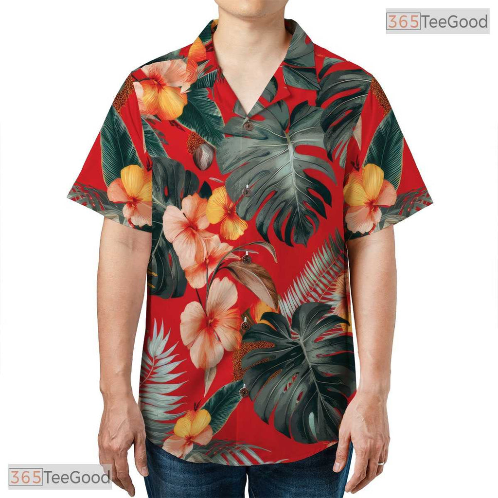 Seamless Midnight Jungle Hawaiian Shirt - Tropical Foliage Men's Wear