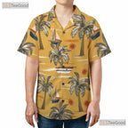 Sailboat and Palm Tree Hawaiian Shirt - Adult Aloha Beach Tee