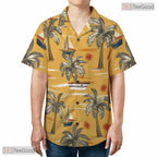 Green Foliage Palm Midnight Hawaiian Tee - Tropical Aloha Shirt Men